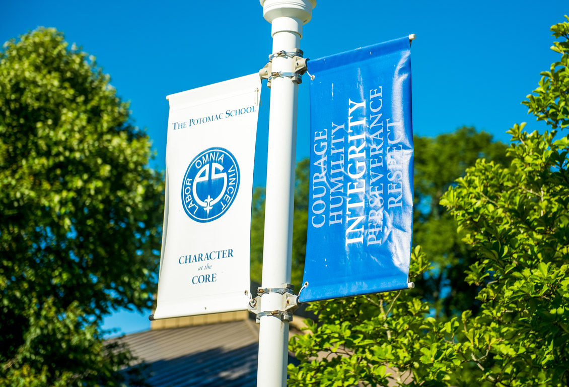 Potomac School values banners on pole